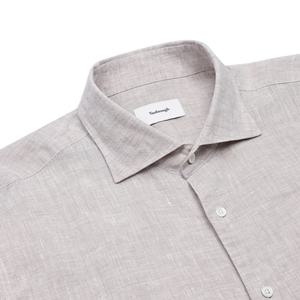 [밴브루일반핏] BOSSG1-001 2종 워싱 린넨 100 솔리드 세미와이드셔츠[주머니없음]