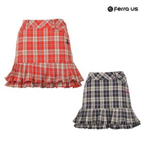 [티엔디]여성 여름 골프웨어 골프 체크 2단 레이스 스커트