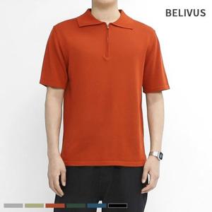 빌리버스 남성 반팔티 린넨 카라 반집업 니트 티셔츠 BRV106