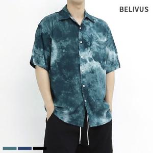 빌리버스 남성 반팔 면 일반핏 여름 셔츠 나염 남방 BRI041
