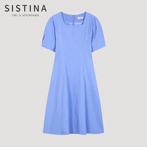 [SISTINA] 인기 스퀘어넥 벌룬 슬리브 원피스_AWWOPO21090_BL