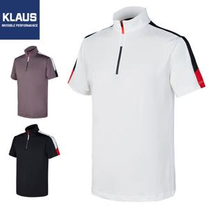 클라우스 반집업 스판 남성 골프 반팔티셔츠 KL1218