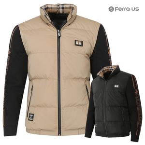 페라어스 남성 체크와펜 니트소매 덕다운 골프패딩점퍼 COW3OM60