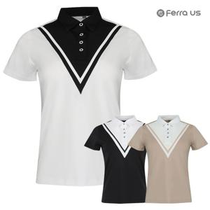 페라어스 여성 브이배색 버튼카라 골프 반팔셔츠 ATM4NFU6001