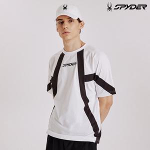 [스파이더] 공용 컬러블록 반팔 티셔츠 SPIMCNRS302UWHT