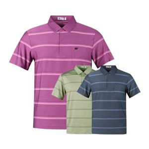 럭스골프 남성 멀티 스트라이프 반팔 골프셔츠 AE4M403
