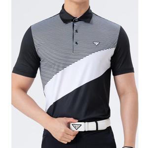 스트라이프 사선배색 남성 쿨스판 카라넥 반팔티셔츠_101281