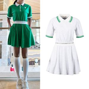 럭스골프 여성 프릴 시보리 테리 반팔 원피스 TO4M110W