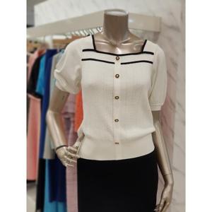 미니멈 세이브존01 미니멈 라인배색 스퀘어넥 반팔니트 MYBGKU4190