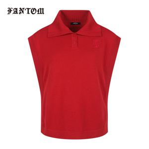 [팬텀] 여성 오버핏 버튼 카라 니트 베스트 221D3SV186_RE