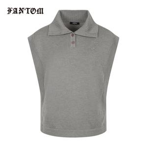 [팬텀] 여성 오버핏 버튼 카라 니트 베스트 221D3SV186_MG