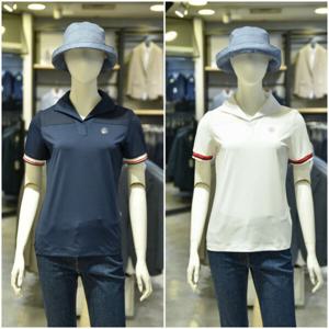 [팜스프링스]여성 여름 소매배색 솔리드 PK 티셔츠 GS23KY53W_DG