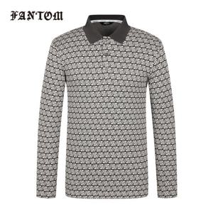 [팬텀] 남성 변형 로고 패턴 카라 긴팔티셔츠 211D3TO204_GY