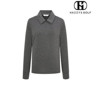 [헤지스골프] (HWTS4D711CG) 차콜그레이 여성 기모 하프집 카라 티셔츠