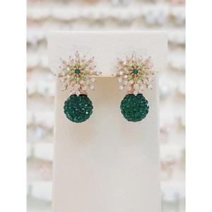 볼라레 세이브존01 빅사이즈 에메럴드 미러볼 꽃 이어링 spe959