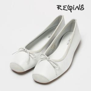 흐꺙 하모니 여성 플랫슈즈 가죽 발레리나 화이트 TT00055-BLANC