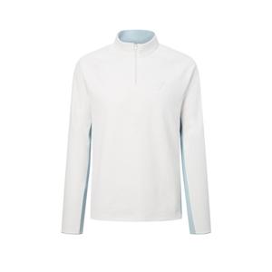 헤지스 골프 24FW 화이트 남성 조직감 반집업 하이넥 긴팔티 HUTS4D712OW