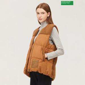 베네통 덤블 배색 롱 덕 다운 베스트 점퍼 BAPDG7361_BR