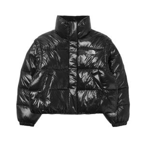 여성 노스페이스 화이트 라벨 글로시 디테처블 다운 자켓 블랙 N