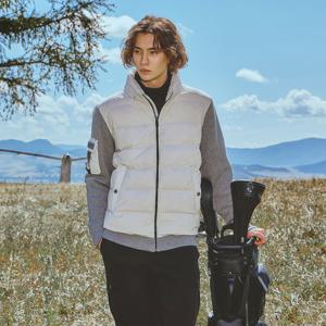 챌린저 남성 우븐믹스 패커블후드 구스다운 방풍니트자켓 샌드