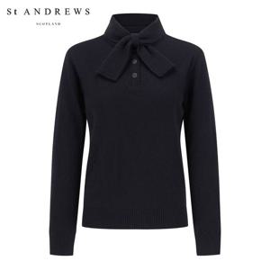[세인트앤드류스] 여성 울 캐시 리본 타이 방풍 니트