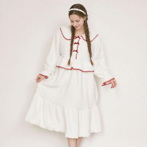 바풀 LL44090-31 여성잠옷 극세사 수면 파자마 원피스 잠옷