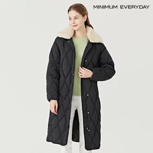 [미니멈][미니멈 에브리데이]퍼 탈부착 배색 스트랩 퀼팅 롱 패딩 점퍼 (EA4JJ010D)
