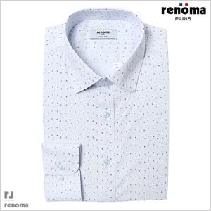 [레노마(셔츠)][레노마셔츠] 블루 스판 기하학 도형 프린트 슬림핏 긴소매 셔츠 RNSSL0137BU