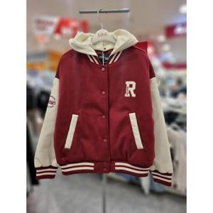 주)소이 세이브존01 와인 울라이크 바시티 패딩점퍼 24W0158