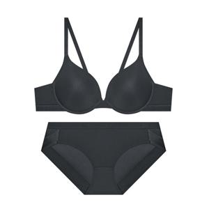 페미닌 쿨 서포트 브라 팬티 세트 - 차콜