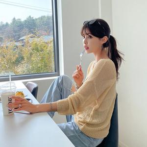 [나크21] (55~88) 씨스루 브이넥 심플니트 NK11-T-25