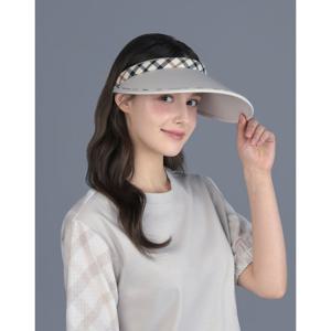 닥스 골프 여성 25SS완판재입고 베이지 체크 배색 썬바이저 DNHE5E902I2