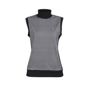 보스케 여성 겨울 골프웨어 골프 목폴라 패턴 데일리 배색 니트 조끼