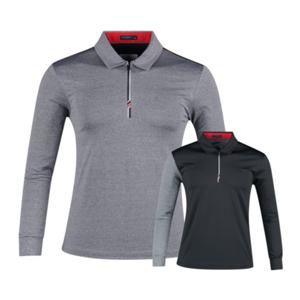 보스케 남성 봄 가을 골프웨어 골프 카라 반집업 배색 긴팔 티셔츠