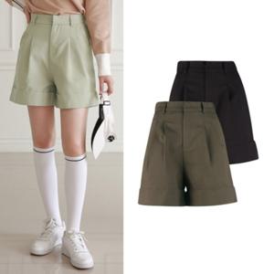 보스케 여성 봄 가을 골프웨어 골프 편한 반밴딩 핀턱 반바지 L11102344