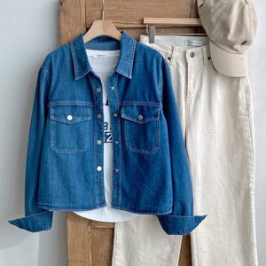 샵앤) 여성 카라넥 베이직 간절기 데님 남방 셔츠 DGB-WBL-4202-네이비