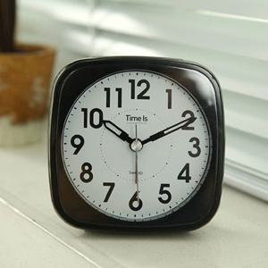 라운드 사각 알람 탁상시계(블랙)