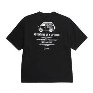 내셔널지오그래픽 N252UTS908 트레져 컨셉 올드밴 그래픽 세미오버핏 반팔 티셔츠 BLACK