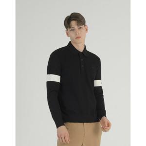 헤지스 골프 25SS 블랙 남성 봄 홑겹 카라 니트 HUSW5A211BK