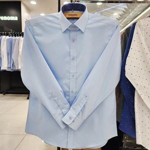 [레노마셔츠]일반핏 /노 포켓/스판/카라,소매 안 배색 긴소매 셔