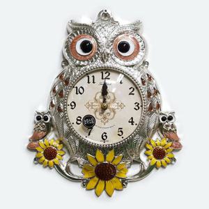썬플라워 부엉이 은도금 무소음 벽시계 벽걸이 선물