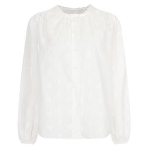 샵앤) 여성 레이스 라운드넥 꽃펀칭 쉬폰 시스루 블라우스 MSE-WBL-20374-아이보리