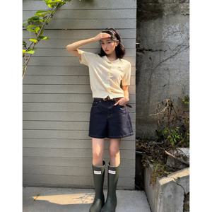 헤지스 여성 25SS 네이비 워싱 면혼방 데님숏팬츠 HSPA5BS18N2