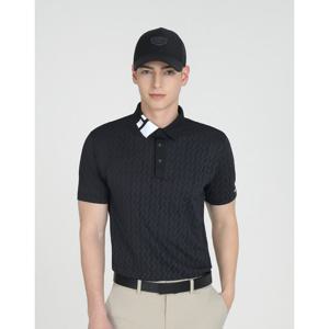 헤지스 골프 25SS 블랙 남성 매쉬 자카드 반팔 카라티 HUTS5B352BK