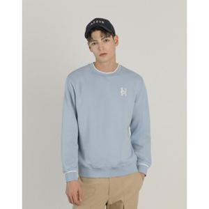 헤지스 골프 25SS 블루 남성 소프트터치 배색 포인트 맨투맨 HUTS5A991B1