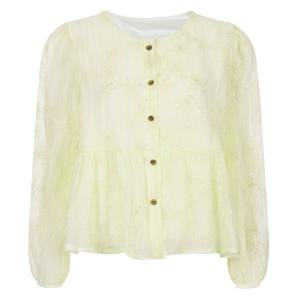 샵앤) 여성 라운드넥 꽃자수 시스루 레이스 긴팔 블라우스 SOM-WBL-20549-크림