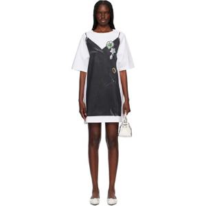 마크제이콥스 원피스 화이트   블랙 트롱프뢰유 티셔츠 미니 드레스 251190F052001