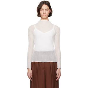 Issey Miyake 터틀넥 화이트 쉬폰 트위스트 BK WT 56 터틀넥 탑 252809F099005