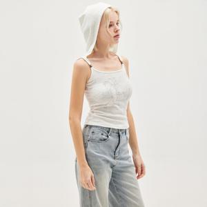 VINTAGE TRIM SLEEVELESS HOODIE_T513TP126(IV)