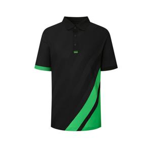 헤지스 골프 25SS 블랙 남성 사선 조직 반팔 카라 티셔츠 HUTS5B414BK